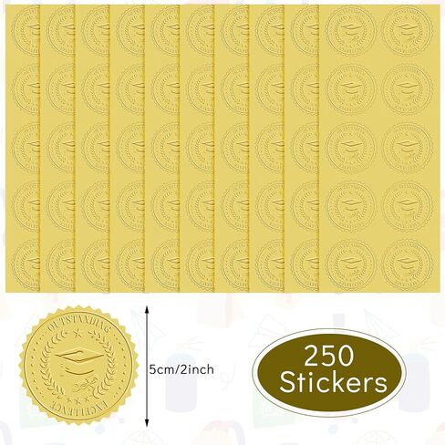 250 Pieces Gold Certificate Seals for Diploma Paper Gold Seal Stickers Award Certificates Foil Stickers 2 Inches Certificate of Completion for High School Diploma Certificate Paper in Saudi Arabia