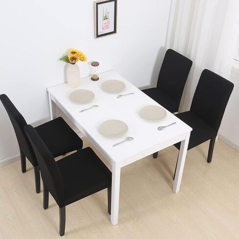 4 Pack Dining Room Chair Covers, Yellow Stretch Parsons Dining Chair Slipcovers Set of 4 High Back Armless Kitchen Chair Cover Washable Forros para Sillas De Comedor in Saudi Arabia
