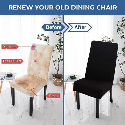4 Pack Dining Room Chair Covers, Yellow Stretch Parsons Dining Chair Slipcovers Set of 4 High Back Armless Kitchen Chair Cover Washable Forros para Sillas De Comedor in Saudi Arabia