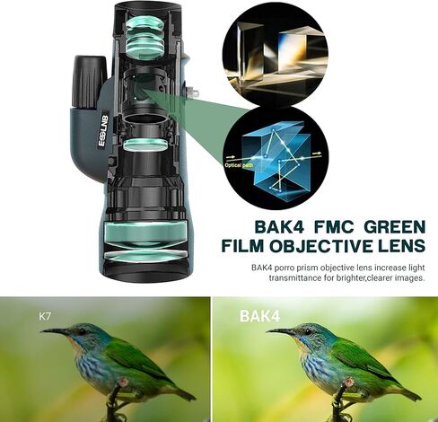 تلسكوب أحادي العين ESSLNB - منظار أحادي العين مقاس 12 × 50 للبالغين عالي الطاقة، منظار أحادي مقاوم للماء مع محول هاتف لمشاهدة النجوم والطيور والصيد والحياة البرية والسفر in Kuwait