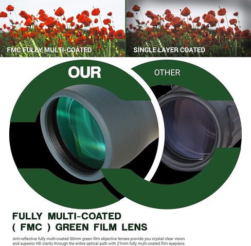 تلسكوب أحادي العين ESSLNB - منظار أحادي العين مقاس 12 × 50 للبالغين عالي الطاقة، منظار أحادي مقاوم للماء مع محول هاتف لمشاهدة النجوم والطيور والصيد والحياة البرية والسفر in Kuwait