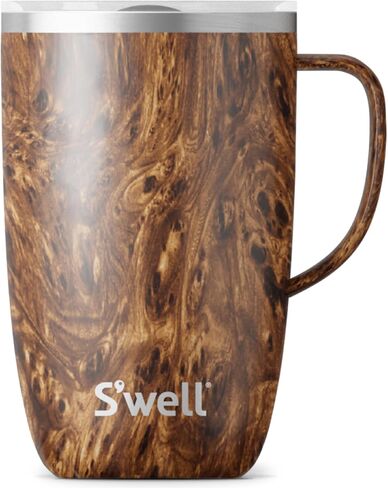 كوب سفر من الفولاذ المقاوم للصدأ بمقبض من S'well - 12 أونصة - توباز وردي - حاوية معزولة بالفراغ ثلاثية الطبقات مصممة للحفاظ على المشروبات الباردة والساخنة - زجاجة مياه خالية من مادة BPA in Kuwait