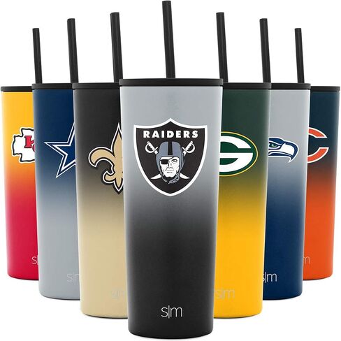 Simple Modern Officially Licensed NFL Tumbler with Straw and Flip Lid Insulated Stainless Steel Ombre Travel Mug | Classic Collection | 24oz in Saudi Arabia