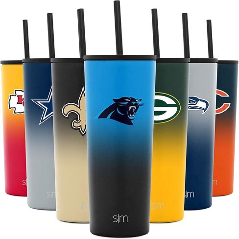 Simple Modern Officially Licensed NFL Tumbler with Straw and Flip Lid Insulated Stainless Steel Ombre Travel Mug | Classic Collection | 24oz in Saudi Arabia