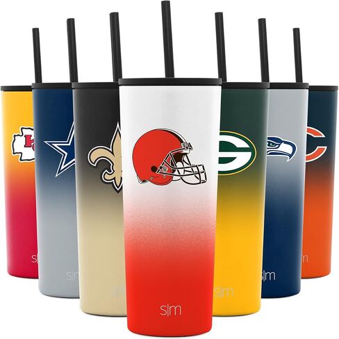 Simple Modern Officially Licensed NFL Tumbler with Straw and Flip Lid Insulated Stainless Steel Ombre Travel Mug | Classic Collection | 24oz in Saudi Arabia