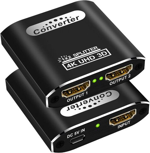 HDMI Splitter 1 in 2 Out for Dual Monitors, 4K HDMI Splitter Ver1.4 Supports 4K@30Hz 3D Full HD 1080P Compatible for PS4 PS3 Blu-Ray Player Fire Stick Roku HDTV (1 Source onto 2 Displays) in Saudi Arabia
