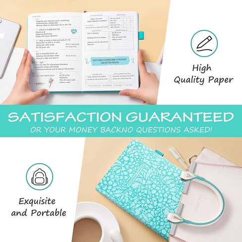 Undated Luxurious Weekly & Monthly Planner to Increase Productivity Hit Your Goals, Organizer Notebook Gratitude Journal Time Management Start Anytime, A5, Lasts 1 Year in Kuwait