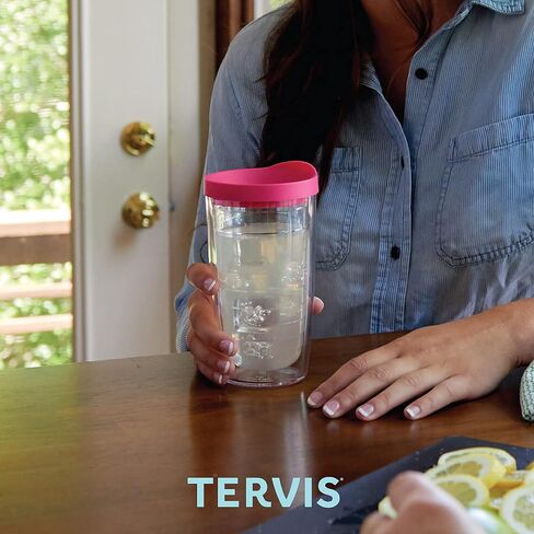 كوب Tervis Softballs مع غلاف وغطاء أخضر ليموني، 16oz، شفاف in Saudi Arabia