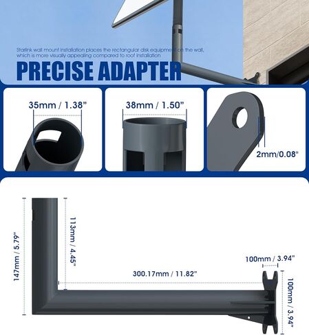 Nearockle Steel Wall Pole Roof Mount Bracket Compatible for Starlink V2, Mounting Kit for Starlink Internet Kit Satellite, Outdoor TV Antenna Mounting(Short Bracket) in Saudi Arabia