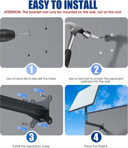 Nearockle Steel Wall Pole Roof Mount Bracket Compatible for Starlink V2, Mounting Kit for Starlink Internet Kit Satellite, Outdoor TV Antenna Mounting(Short Bracket) in Saudi Arabia