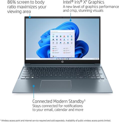 HP Pavilion Laptop, 15.6" FHD Touchscreen, 13th Gen Intel Core i7-1355U Processor, 32GB RAM, 1TB PCIe SSD, Webcam, Fingerprint Reader, Backlit KB, Wi-Fi 6, Windows 11 Home, Blue in Saudi Arabia