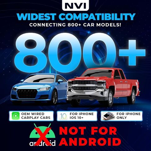 مجموعة محول Carplay اللاسلكي 2024 من NVI - للآيفون فقط! لا أندرويد. يحول CarPlay السلكي إلى لاسلكي. يتضمن شاحن سيارة USB وسلك موسع. - دعم العملاء عبر الإنترنت في الولايات المتحدة على مدار 24 ساعة طوال أيام الأسبوع in Saudi Arabia