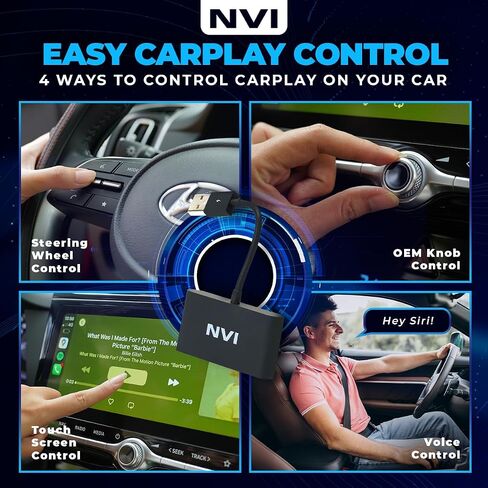 مجموعة محول Carplay اللاسلكي 2024 من NVI - للآيفون فقط! لا أندرويد. يحول CarPlay السلكي إلى لاسلكي. يتضمن شاحن سيارة USB وسلك موسع. - دعم العملاء عبر الإنترنت في الولايات المتحدة على مدار 24 ساعة طوال أيام الأسبوع in Saudi Arabia