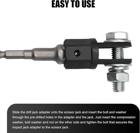 1 PC 1/2In Car Scissor Jack Adapter Replacement, Waterproof Durable Metal Vehicle Lug Drive Wrench Tool Accessories, Universal Automotive Repair Accessories for Jack RV Trailer (Black) in Saudi Arabia