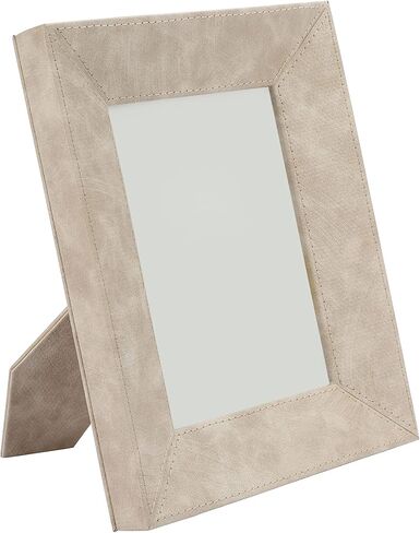 RELY+ 5x7 inch Faux Leather Photo Frames - Tabletop Picture Frame for Horizontal and Vertical Formats (Ivory) | Clear Glass Display for Cherished Memories in Saudi Arabia