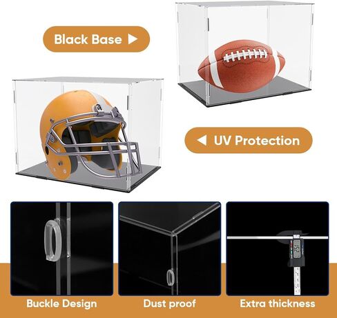 حقيبة عرض كبيرة لخوذة كرة القدم: صندوق عرض خوذة أكريليك كامل الحجم محدث لكرة القدم والبيسبول والدراجات النارية - حافظة عرض شفافة مع حماية من الأشعة فوق البنفسجية للخوذة والقبعة والأحذية وغيرها من الأشياء in Kuwait