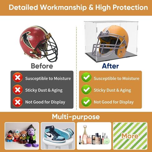حقيبة عرض كبيرة لخوذة كرة القدم: صندوق عرض خوذة أكريليك كامل الحجم محدث لكرة القدم والبيسبول والدراجات النارية - حافظة عرض شفافة مع حماية من الأشعة فوق البنفسجية للخوذة والقبعة والأحذية وغيرها من الأشياء in Kuwait