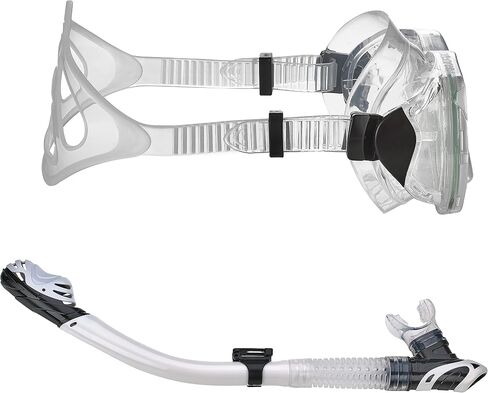 Phantom Aquatics Rapido Boutique Collection Mask Fin Snorkel Set, Panoramic View Snorkel Mask, Dry Snorkel Set with Snorkeling Gear Bag, White, S/M, US: 6/8 - EU: 38/41 in Saudi Arabia