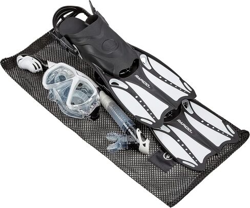 Phantom Aquatics Rapido Boutique Collection Mask Fin Snorkel Set, Panoramic View Snorkel Mask, Dry Snorkel Set with Snorkeling Gear Bag, White, S/M, US: 6/8 - EU: 38/41 in Saudi Arabia