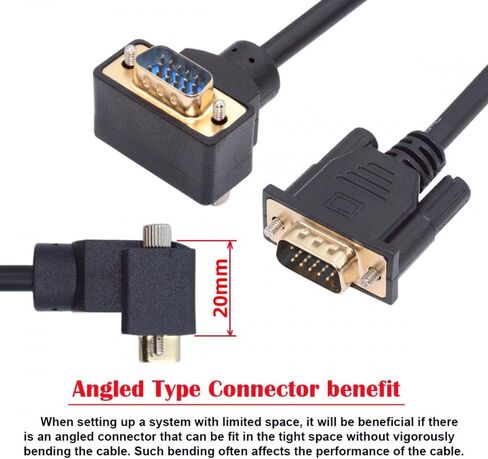 كابل 90 درجة لأسفل بزاوية VGA RGB ذكر إلى وصلة ذكر مستقيمة 3COAX+6C لجهاز عرض الكمبيوتر in Saudi Arabia