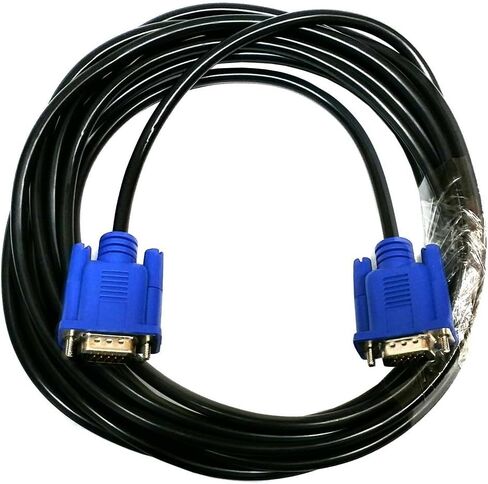 موصلات زرقاء HD15 ذكر إلى ذكر SVGA VGA كابل سلك شاشة فيديو طويل لجهاز عرض الكمبيوتر التلفزيوني (أزرق 10 قدم) in Kuwait