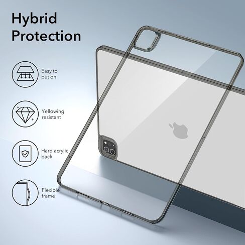 حافظة ESR لجهاز iPad Pro 12.9، حافظة iPad Pro مقاس 12.9 بوصة (2022/2021، الجيل السادس/الخامس)، رفيعة وخفيفة الوزن، مقاومة للاصفرار، ظهر صلب، تدعم قلم الرصاص 2، سلسلة كلاسيكية، شفافة in Kuwait
