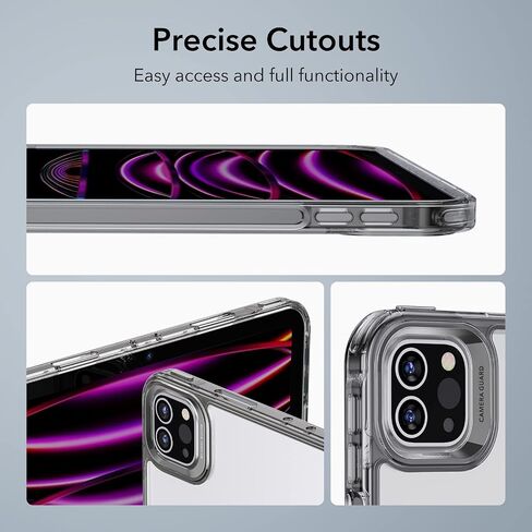 حافظة ESR لجهاز iPad Pro 12.9، حافظة iPad Pro مقاس 12.9 بوصة (2022/2021، الجيل السادس/الخامس)، رفيعة وخفيفة الوزن، مقاومة للاصفرار، ظهر صلب، تدعم قلم الرصاص 2، سلسلة كلاسيكية، شفافة in Kuwait