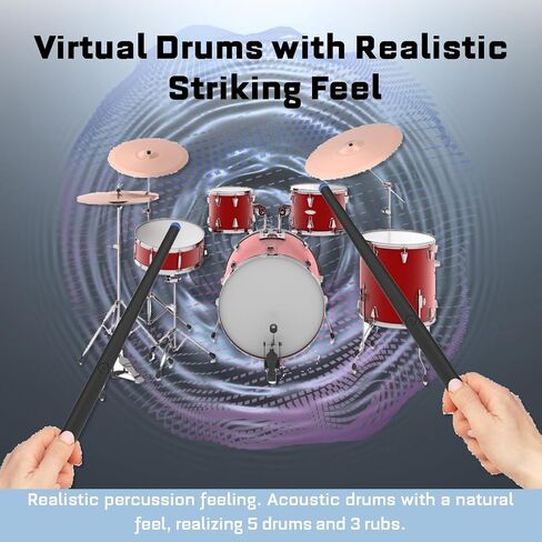 مجموعة طبول إلكترونية VR، أعواد طبلة هوائية، 1 كمين، 3 تومز، 1 تحطم، 1 ركوب، محول طاقة بطول 2 قدم، يدعم MIDI، لمحبي الأطفال والأصدقاء in Saudi Arabia