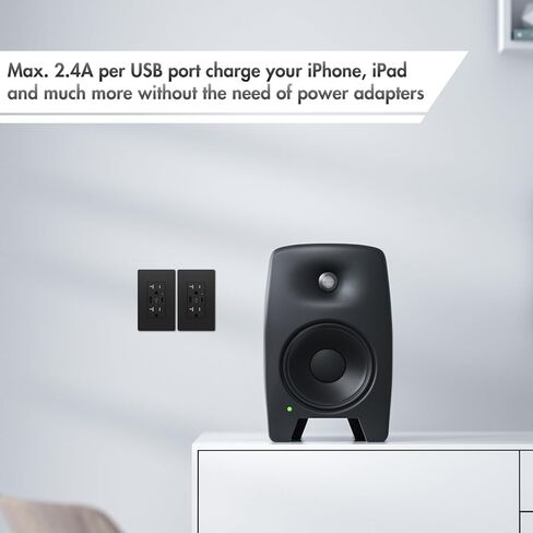منفذ جداري لشاحن USB C بقدرة 4.8 أمبير، وعاء جداري مزدوج الارتفاع، وعاء مقاوم للعبث 20 أمبير، شحن سريع ذكي، مع شهادة UL، وليس للكمبيوتر المحمول (أسود 20 أمبير، عبوة واحدة) in Saudi Arabia