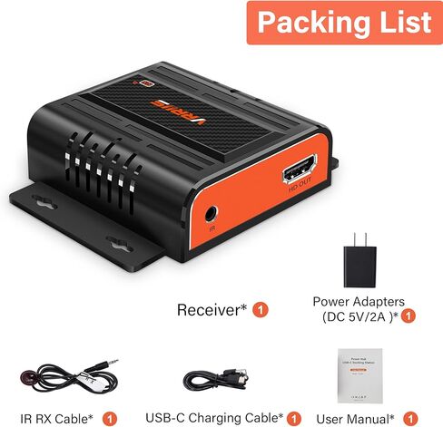 جهاز استقبال موسع RX Only Vrriis HDMI عبر CAT6/6e/7 Ethernet يصل إلى 200 متر/656 قدم UltraHD 1080P @60 هرتز، عبر IP، 1 إلى العديد من محولات جيجابت، قابل للتتالي، امتداد IR، صوت Toslink، بدون فقدان بدون تأخير... in Kuwait