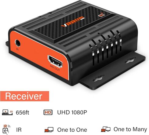 جهاز استقبال موسع RX Only Vrriis HDMI عبر CAT6/6e/7 Ethernet يصل إلى 200 متر/656 قدم UltraHD 1080P @60 هرتز، عبر IP، 1 إلى العديد من محولات جيجابت، قابل للتتالي، امتداد IR، صوت Toslink، بدون فقدان بدون تأخير... in Kuwait