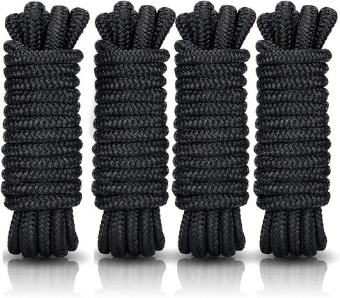 خطوط رصيف قارب كوهري، حبل سحب قارب 3/8 بوصة × 15 قدم، حبل رصيف قارب من النايلون المضفر المزدوج، خطوط رسو، خطوط رصيف للقوارب 3/8 مع فتحة 12 بوصة، 4 عبوات، أسود، ملحقات القوارب in Kuwait