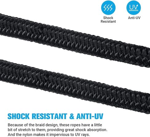 خطوط رصيف قارب كوهري، حبل سحب قارب 3/8 بوصة × 15 قدم، حبل رصيف قارب من النايلون المضفر المزدوج، خطوط رسو، خطوط رصيف للقوارب 3/8 مع فتحة 12 بوصة، 4 عبوات، أسود، ملحقات القوارب in Kuwait