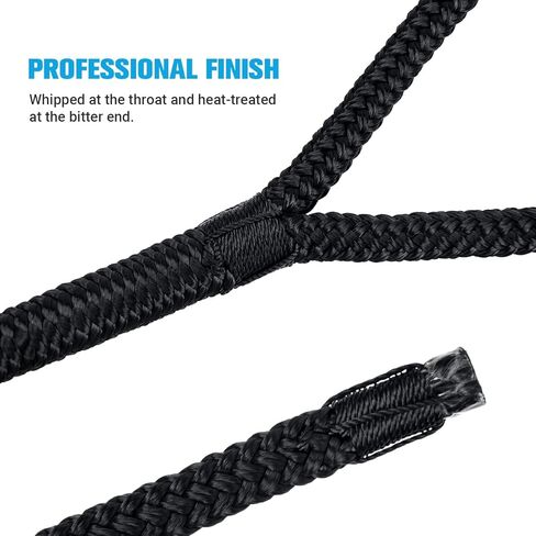 خطوط رصيف قارب كوهري، حبل سحب قارب 3/8 بوصة × 15 قدم، حبل رصيف قارب من النايلون المضفر المزدوج، خطوط رسو، خطوط رصيف للقوارب 3/8 مع فتحة 12 بوصة، 4 عبوات، أسود، ملحقات القوارب in Kuwait