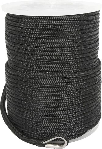 NovelBee 3/8 Inch X 600 Feet Double Braid Nylon Anchor Line with Stainless Steel Thimble and Plastic Chuck (White) in Saudi Arabia