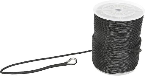 NovelBee 3/8 Inch X 600 Feet Double Braid Nylon Anchor Line with Stainless Steel Thimble and Plastic Chuck (White) in Saudi Arabia