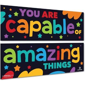 2PCS Banner and Posters, Bulletin Board and Wall Decor for Teachers - You are Capable & Amazing Things