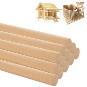 Cyeah 12 PCS قضبان واضحة قضبان الخشب قضبان سحر خشبية ، 1 × 12 بوصة عصي الخشب الصلب غير المكتمل ، الحرف الخشبية الطبيعية المستديرة عصي الخشب الصلب غير المكتملة للفنون الحرفية DIY