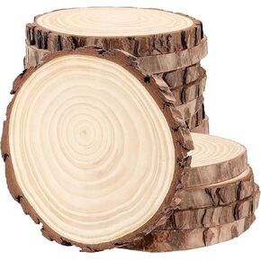 FUNSUEI 12 PCS 5.9-6.3 Inch Unfinished Natural Wood Slices, Natural Wood Coasters with Bark, Wooden Circles for DIY Arts and Crafts, Christmas Ornaments,Rustic Wedding Ornaments