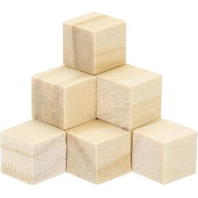 MECCANIXITY Crafts Wooden Cube 50 Pcs Square Natural Solid Wood Crafts Blocks for DIY Projects, Puzzle Making, Letters, and Stamps for Home Decoration