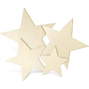 Beeveer 30 PCS 4 أحجام نجوم خشب فارغة للحرف اليدوية غير المكتملة القطع الخشبية شرائح النجوم النجمة ل DIY حفلة عيد الميلاد الوطمو