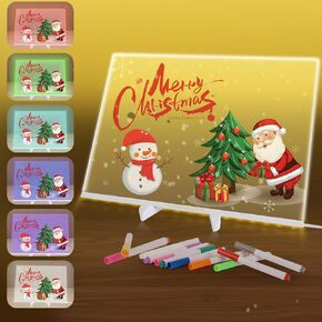 13.7"X10" LED Sticky Note Board with 7-Color Flashing Lights, Acrylic Dry Erase Board, 12 Markers, Bracket, Hanging Rope, Spray Bottle & Rag - Ideal for Office, Home, School & Parties