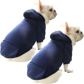 2 Pack Dog Hoodie, Small Dog Clothes Winter Puppy Sweatshirts with Pockets Warm Dog Jacket for Small Dogs Boy Girl Pet Cat, Kitten Chihuahua Bulldog Pug Beagles Coat Clothing Custume