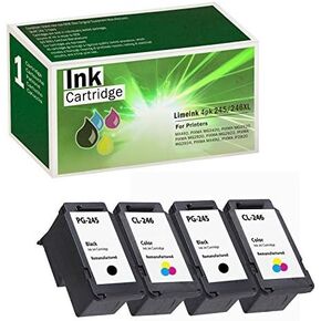 Limeink 4 Pack Remanufactured PG-245XL CL-246XL High Yield Ink Cartridges (2 Black, 2 Color) for Pixma iP2820 MG2420 MG2520 MG2920 MG2922 MG2924 MX492 Shows Accurate Ink Level