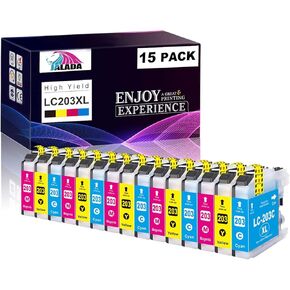 Compatible Ink Cartridge Replacement for Brother LC203XL LC203 XL to use with MFC-J480DW MFC-J880DW MFC-J4420DW MFC-J680DW MFC-J885DW Printer (5 Cyan, 5 Magenta, 5 Yellow, 15 Pack)