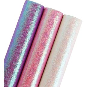 WRAPAHOLIC Wrapping Paper Roll - Pink/White/Purple Rainbow Color for Birthday, Wedding, Mother's Day, Valentine's Day, Holiday, Baby Shower Wrap - 3 Rolls - 30 inch X 120 inch Per Roll