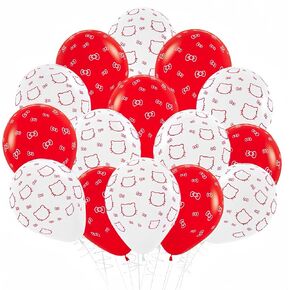 22 PCS Cat Kitty Balloons/Bow Balloons for Girls Kitty Theme Party/Baby Shower Girl Gender Reveal Supplies/Cute Anime Party Decoration/Hello Cat Kawaii Birthday