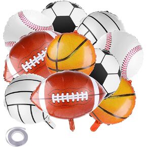 ASTER 10 Pieces Sports Themed Balloons Set, 18 Inch Ball Shape Aluminum Foil Balloons Sports Themed Party Decoration Supplies for Ball Fans Club, Bars, Home Decor