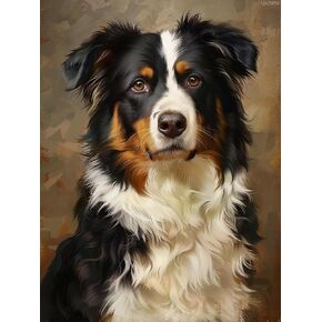 QAZWSX Australian Shepherd 5D Diamond Art Painting for Adults, Dog Portrait Full Drill Round Diamond Paint by Number Kits for Beginners Gems Cross Stitch for Wall Decor 12x16inch