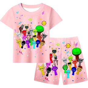 Sprunki Novelty Short Sleeve Clothing Set for Boys Girls, 5-12Y